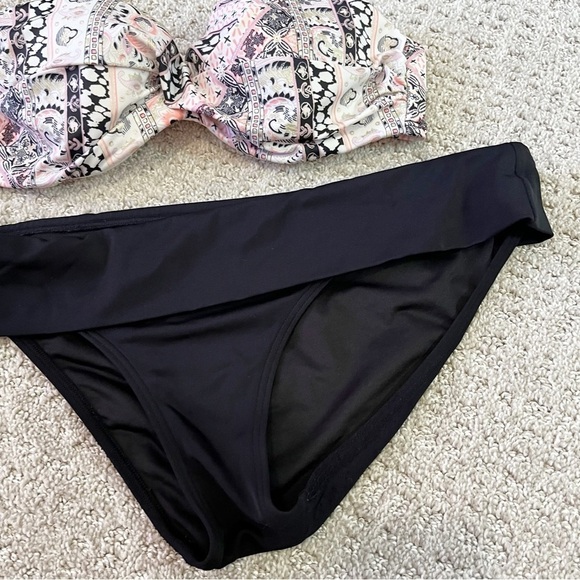 Victorias Secret Foldover Bikini Black Pink Sz 34C / M Convertible Cheeky Padded - Picture 4 of 12